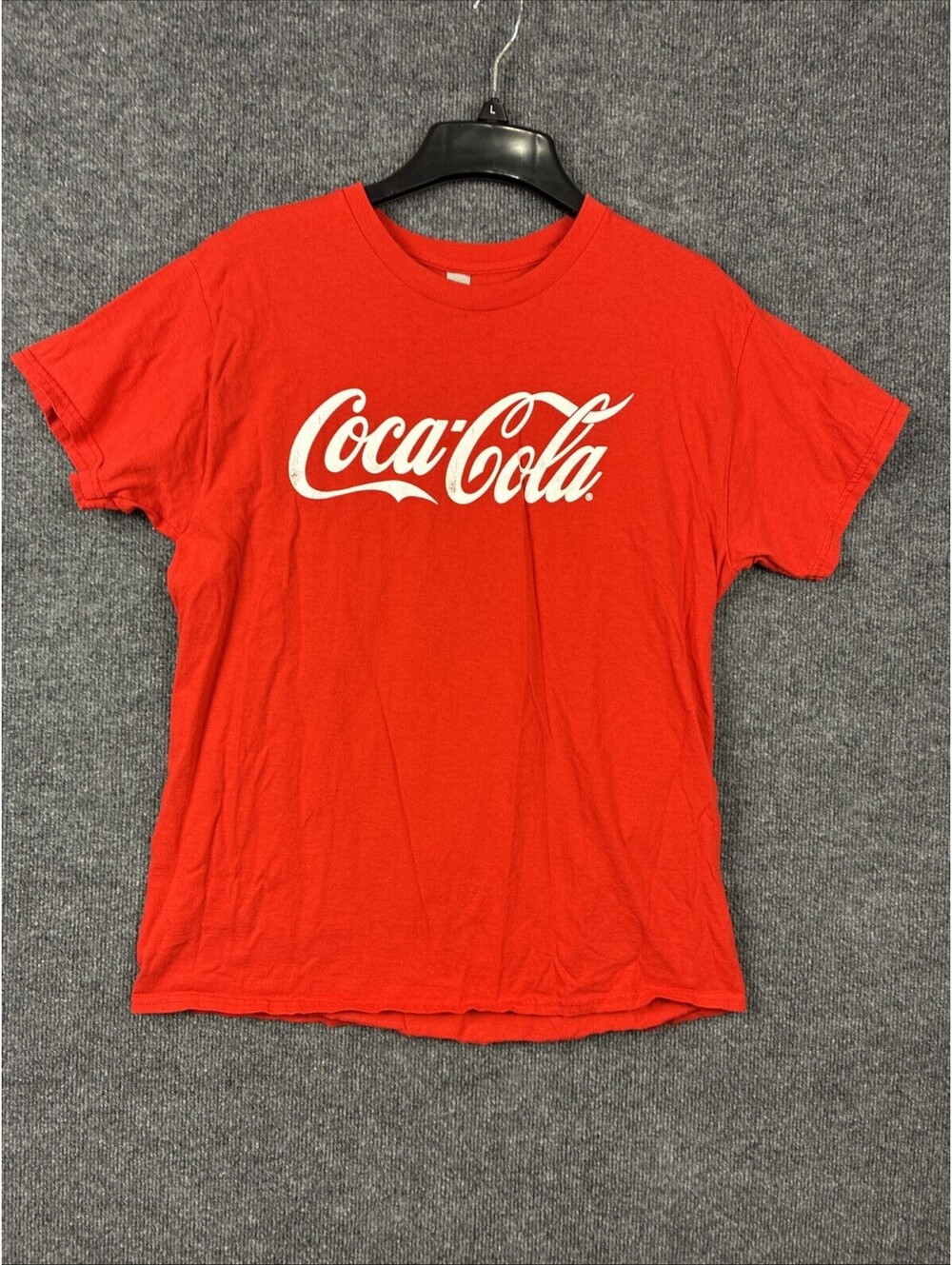Coca-Cola Coke Mens Size Large Red Logo S/S Crew Neck Shirt Vintage